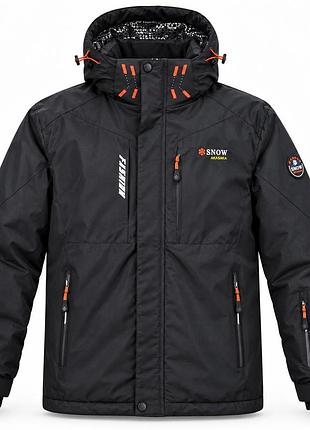 Термокуртка зимова snow чоловіча великих розмірів xxl-6xl мембранна omni-heat,xxl, чорний