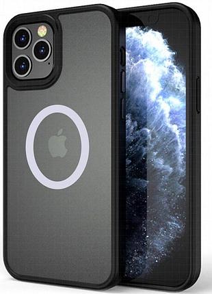 Tpu+pc чехол metal buttons with magnetic fit для apple iphone 12 pro max (6.7") черный / black