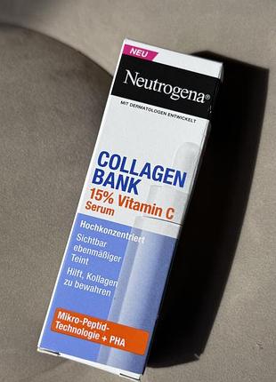 Освітлююча сироватка з вітаміном с neutrogena collagen bank, 15 мл