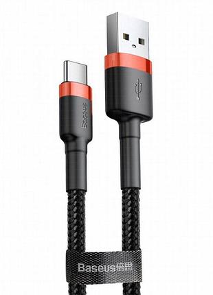 Дата кабель baseus cafule usb to type-c cable 2a (2m) (catklf-c) black / red