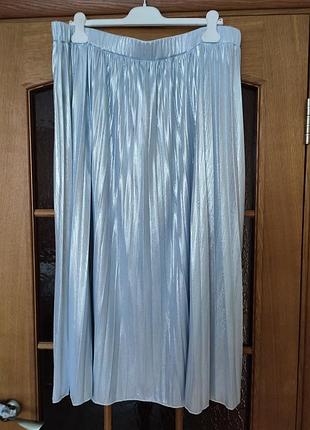 Міді спідниця жіноча shein плісе срібляста 4xl