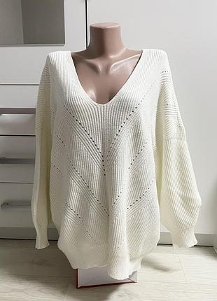Свитер оверсайз молочный с мысиком женский xl