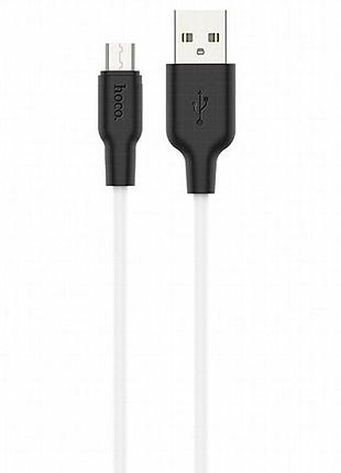 Дата кабель hoco x21 plus silicone microusb cable (1m) черный / белый