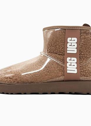 Ugg classic clear mini chocolate brown | уггі коричневі з хутром | 36–41