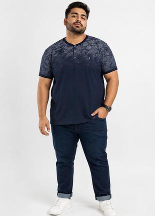 Футболка чоловіча red down великого розміру 6xl-9xl бавовна еластан на трьох гудзиках, 6xl, темно-синій