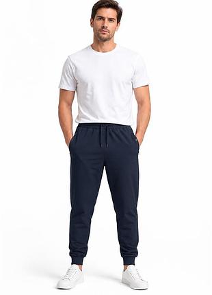 Штаны спортивные мужские lonn с манжетом m-xxxl полированный хлопок турция,m, темно-синий