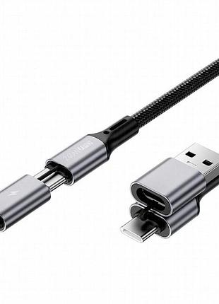Дата кабель wiwu c085 raptor pro 4in1 type-c to usb/type-c to lightning 240w (1.2m) black 2