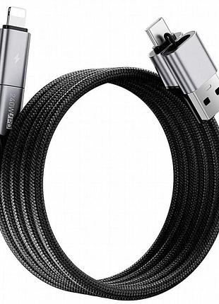 Дата кабель wiwu c085 raptor pro 4in1 type-c to usb/type-c to lightning 240w (1.2m) black 3