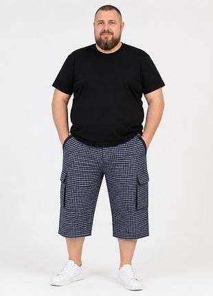 Бриджи мужские sport в клетку большие размеры 2xl-6xl карго на резинке,черный, 4xl