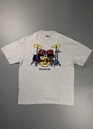 Футболка hard rock cafe singapore drums vintage grey l
