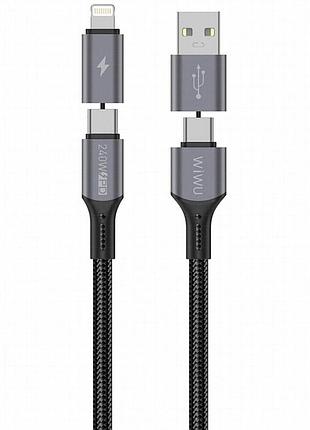 Дата кабель wiwu c077 cyberlink type-c to lightning 27w (1m) silver