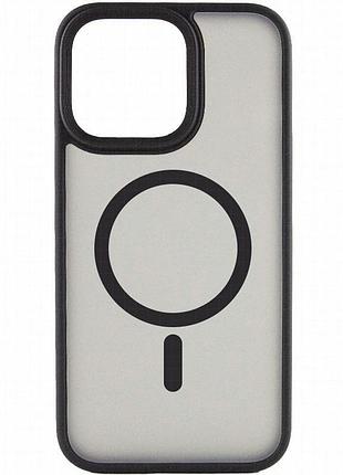 Tpu+pc чехол metal buttons with magnetic fit для apple iphone 15 pro max (6.7") черный / black