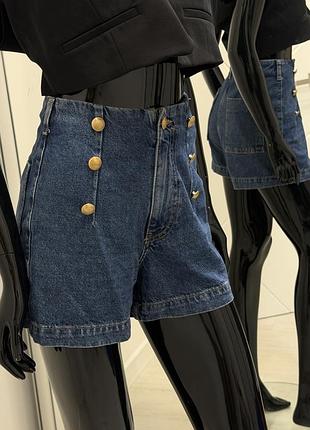 Джинсові шорти висока посадка zara з  ґудзиками