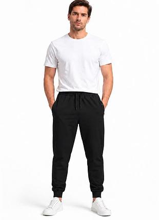 Штаны спортивные мужские lonn с манжетом m-xxxl полированный хлопок турция,xl, черный