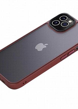 Tpu+pc чехол metal buttons для apple iphone 12 pro max (6.7") бордовый / wine red