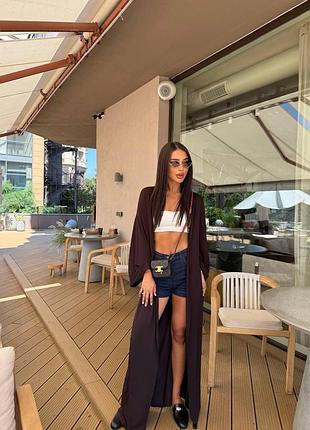 Жіночий довгий кардиган maxi oversize з поясом із натуральної віскози