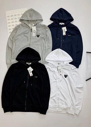 Худі чоловіче comme des garçons на блискавці, білий, чорний, сірий, синій