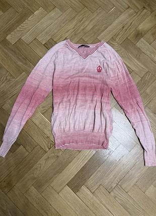 Пуловер унісекс love moschino бавовняний у смужку рожевий