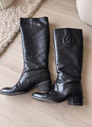 Чоботи жіночі gucci чорні, розмір 38.5, шкіра