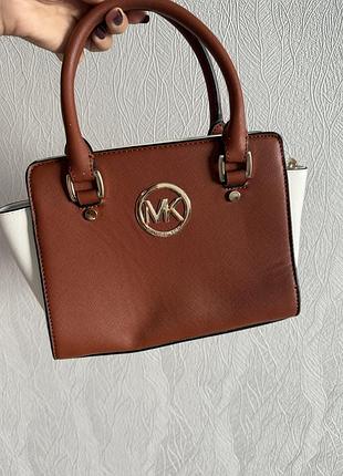Сумка жіноча michael kors коричнева, біла