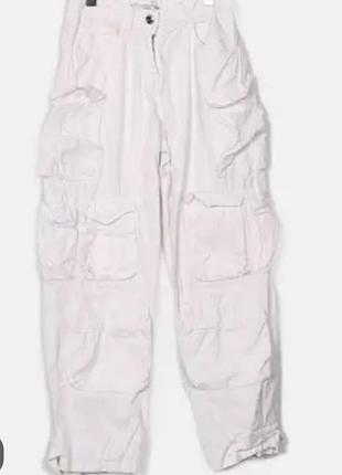 Белые джинсы-карго multy pockets amisu