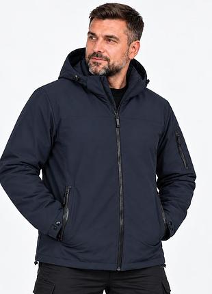 Куртка чоловіча myst демісезонна великих розмірів xxxl-8xl з капюшоном, що відстібається,темно-синій, xxxl