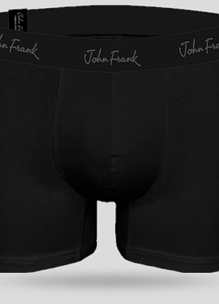 Трусы мужские черные однотонные модальные удлиненные боксеры john frank jfbmod10long bl
