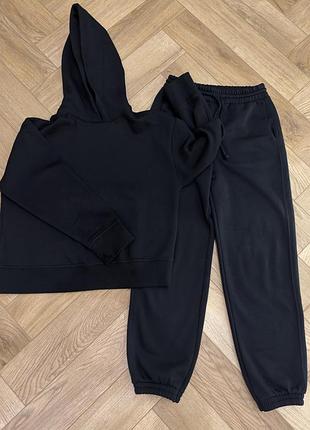 Жіночий спортивний костюм zara чорний розмір s (худі + джоггери)