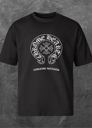 Футболка унисекс с принтом chrome hearts хром хартс (мод4) оверсайз черная s