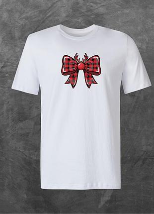 Футболка унісекс з принтом бантик метелик олень базова біла xl