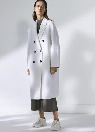 Шикарное белое новое пальто. шерсть1 фото