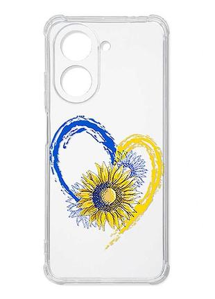 Чехол с утолщёнными углами на xiaomi redmi a7 сердце с подсолнухом. украина (принт 260)