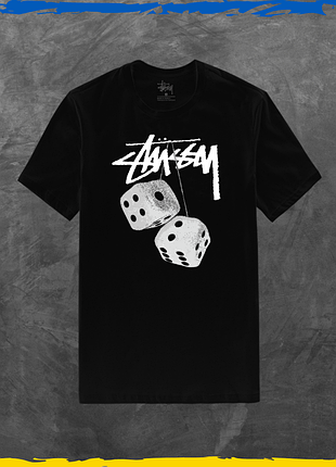 Футболка унисекс stussy базовая белая стусси лого принт черная, s