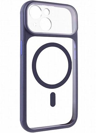 Чехол tpu+pc getman moon clear with magnetic fit для apple iphone 15 (6.1") blue