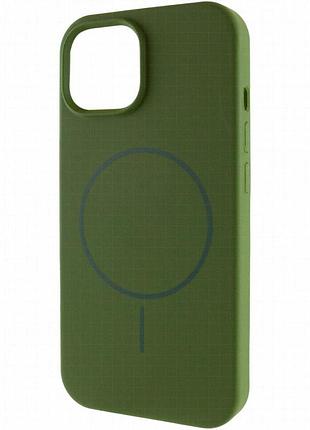 Чехол silk full protective (aa) no logo with magnetic fit для apple iphone 15 (6.1") зеленый / dark olive