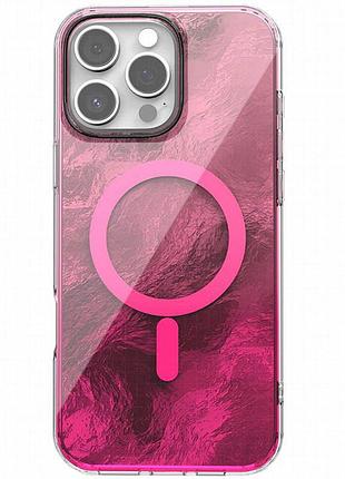 Чехол tpu shiny mountain magnetic fit для apple iphone 16 pro (6.3") pink