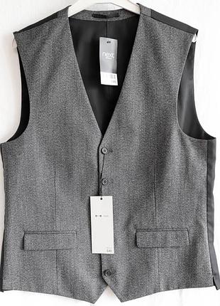 Классический мужской жилет next tailoring размер 40r серая серого цвета классическая мужская жилетка черная подкладка под пиджак к костюму костюма кос