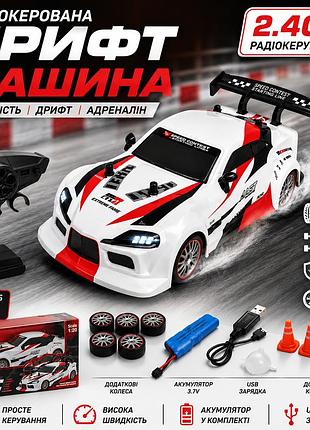 Дрифт машина на радиоуправлении 4wd с полным приводом, пультом 2.4 ghz, usb-зарядкой и колесами для дрифта