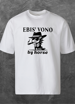Футболка унисекс с принтом ebis* vono by horse оверсайз белая xl