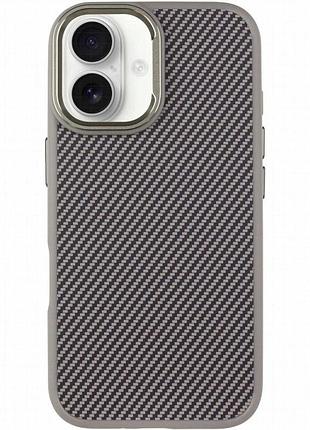 Чехол tpu+pc carbon with magnetic fit для apple iphone 16 (6.1") grey