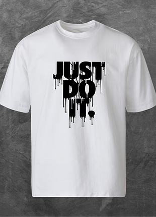 Футболка унисекс с принтом just do it оверсайз белая l