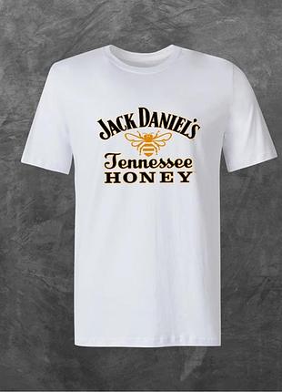 Футболка унісекс з принтом jack daniel`s honey джек базова біла xs