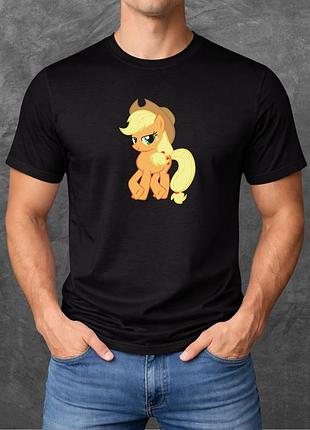 Футболка унисекс с принтом my little pony applejack базовая черная s