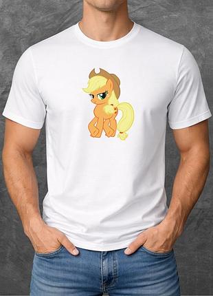 Футболка унисекс с принтом my little pony applejack базовая белая l