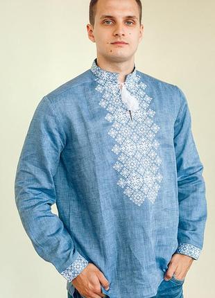 Вишиванка чоловіча ілля. джинс-льон