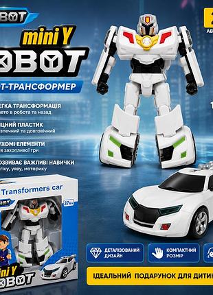 Детский трансформер tobot mini y белый робот-машинка 2 в 1, трансформация авто в робота, размер 11 см, детям от 3 лет
