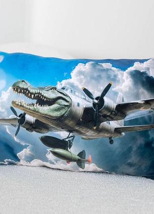 Подушка антистрес-обіймашка bombardiro crocodillo бомбардиро крокодило брейнрот – реалістична м’яка іграшка 45х25см