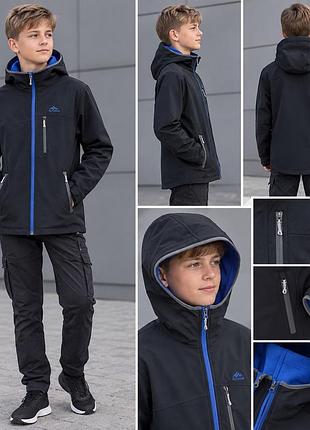 Дитяча чорна куртка софтшел від quechua decathlon модель mh 550 на зріст 151–160см 12-13 років