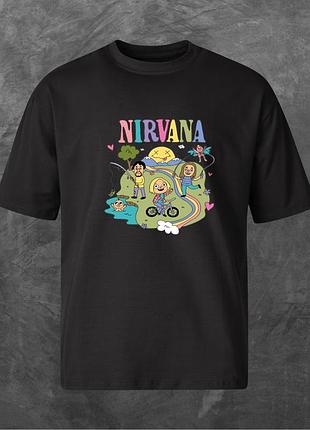 Футболка унісекс з принтом nirvana нірвана група оверсайз чорна m