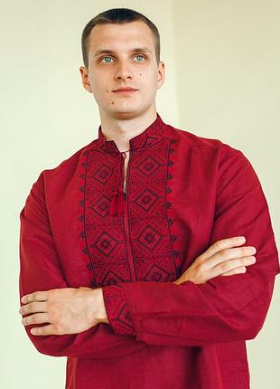 Вишиванка чоловіча ігор. вишневий льон